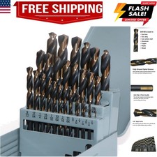 29PCS 1/16"-1/2" HSS Black Gold Twist Drill Bit Set, 135 Degree Split Point, ...