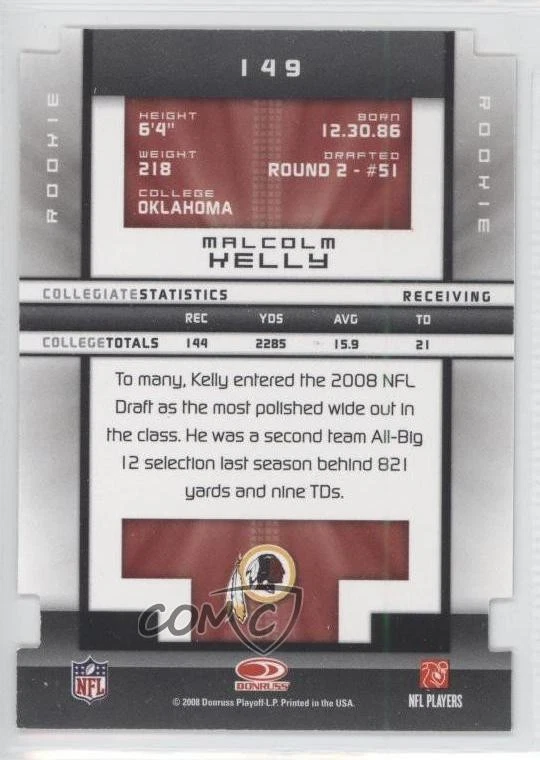 2008 Donruss Elite Aspirations Die-Cut /50 Malcolm Kelly #149 Rookie RC - Image 2 of 2