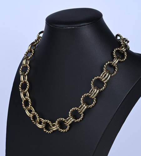 Heidi Daus Gold Tone Twisted Rope Link Necklace Toggle Clasp Statement Chain - Picture 2 of 6