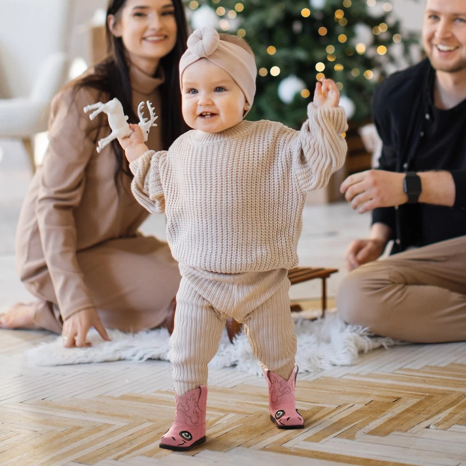 Botas Vaqueras Bebé Botas Vaqueras Infantiles Botas Occidentales Punta Redonda Rosa Talla 6 Foto 4 de 4