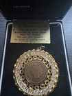 Vintage 1901 Indian Head Penny Necklace Rhinestone Pendant Coin Man Made Diamond — photo 1