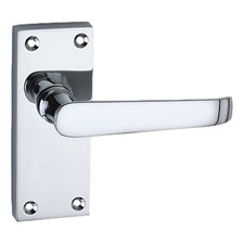 Smith & Locke Fire Rated Latch Door Handles Pair Polished Chrome