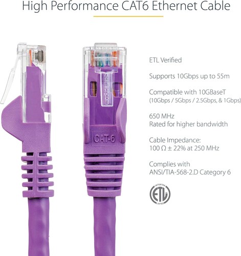 StarTech.com N6PATC50CMPL Cavo di Rete CAT6, Patch Ethernet, RJ45, UTP, Antigrov - 第 2/7 張圖片