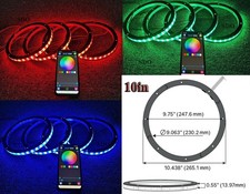 4PCS 10in RGB w/ White LED Speaker Rings Universal for Car Truck Boat LED Audio