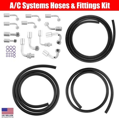 Universal A/C System Air Conditioning Ext Length Hoses Fittings O-rings Kit New