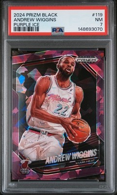 2024 PANINI PRIZM BLACK PURPLE ICE #119 ANDREW WIGGINS 22/149 PSA 7