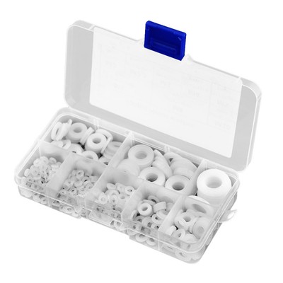 500Pcs White Nylon Flat Washer Gasket Set M2 M2.5 M3M4M5 M6 M8 M10 Plastic7825