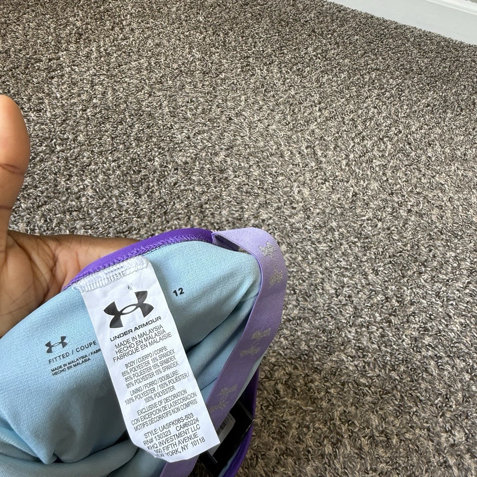 Under Armour Girls One Piece Swimsuit 12 Grape Purple UPF 30 Cross Back New - Image 4 of 4