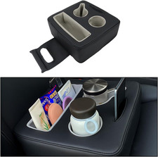 Car Back Seat Cup Holder Leather Non-slip Vehicle Rear Seat Drinks Tray Storage
