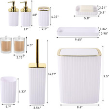 Bathroom Accessories Set - Gorgeous Bathroom Set, 10PC White Bathroom Accesso...
