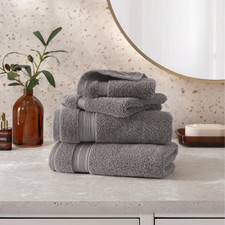 Charisma 100% Hygrocotton Towel Set 2 Hand Towels & 2 Wash Cloths Gunmetal Gray