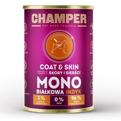 5906647642526 CHAMPER Coat & Skin Monoprotein Salmon - Nassfutter für Hunde 