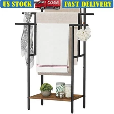 Freestanding Towel Rack W/ 3 Bars Open Shelf Quick Drying Storage Solution New