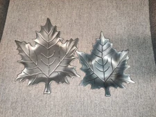 Maple Leaf Decorative Metal Plates Set of 2