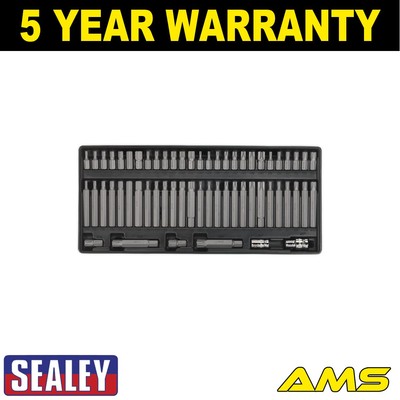 Sealey Premier Security TRX-Star*/Sechskant/Ribe/Spline Bit-Set mit Werkzeugablage 60-teilig