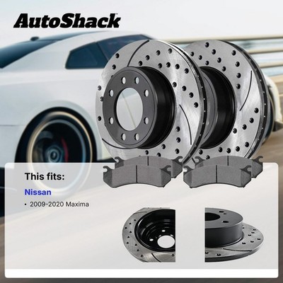 Brake Kit Replacement For 2023 Nissan Z 3.0L V6 RWD Front Rear Drilled & Slotted E-Coated Disc Brake Rotors Ceramic Brakes Pads Brk030645411 - Foto 6