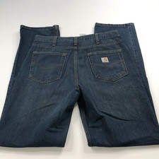 Carhartt Relaxed Fit 36x36 Fits 36W 36L Mid Rise Straight Denim Blue Jeans