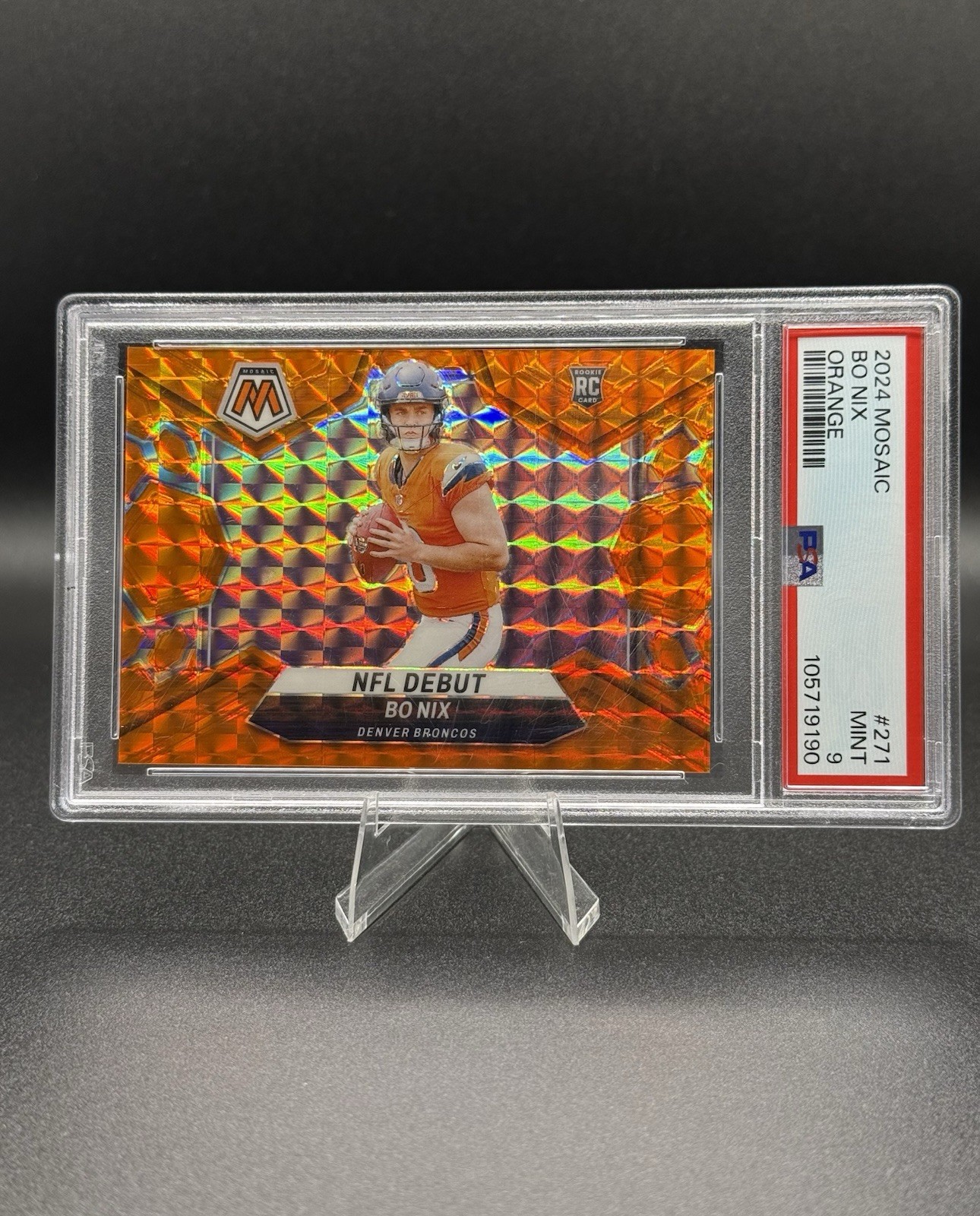 2024 Panini Mosaic - BO NIX Rookie /199 NFL Debut #271 Orange Mosaic Prizm  (RC)