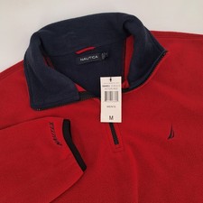 Nautica Nautex 1/4 Zip Fleece Pullover Mens M Polyester Red Solid K84851
