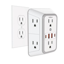6 Outlet Extender Surge Protector Multi Plug Wall Adapter USB Charger Ports with