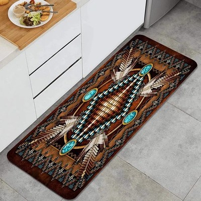 Rustic Southwestern Kitchen Rug Tribal Native American Indian Comfort Mat Geo.