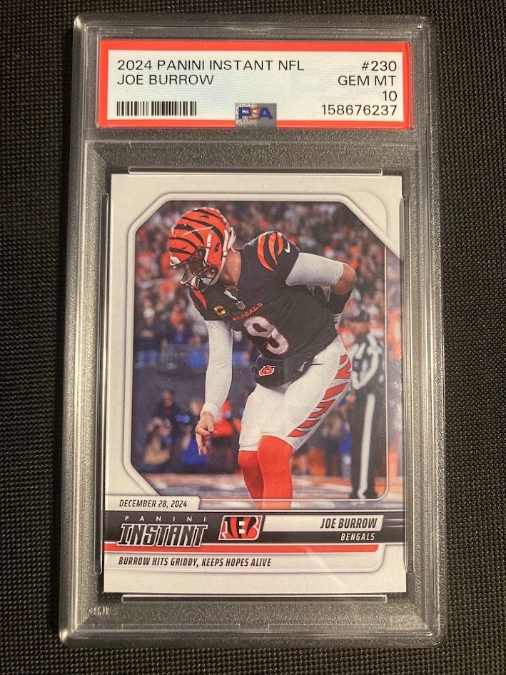 2024 PANINI INSTANT NFL FOOTBALL CARD 230 JOE BURROW "GRIDDY CELLY " /188 PSA 10
