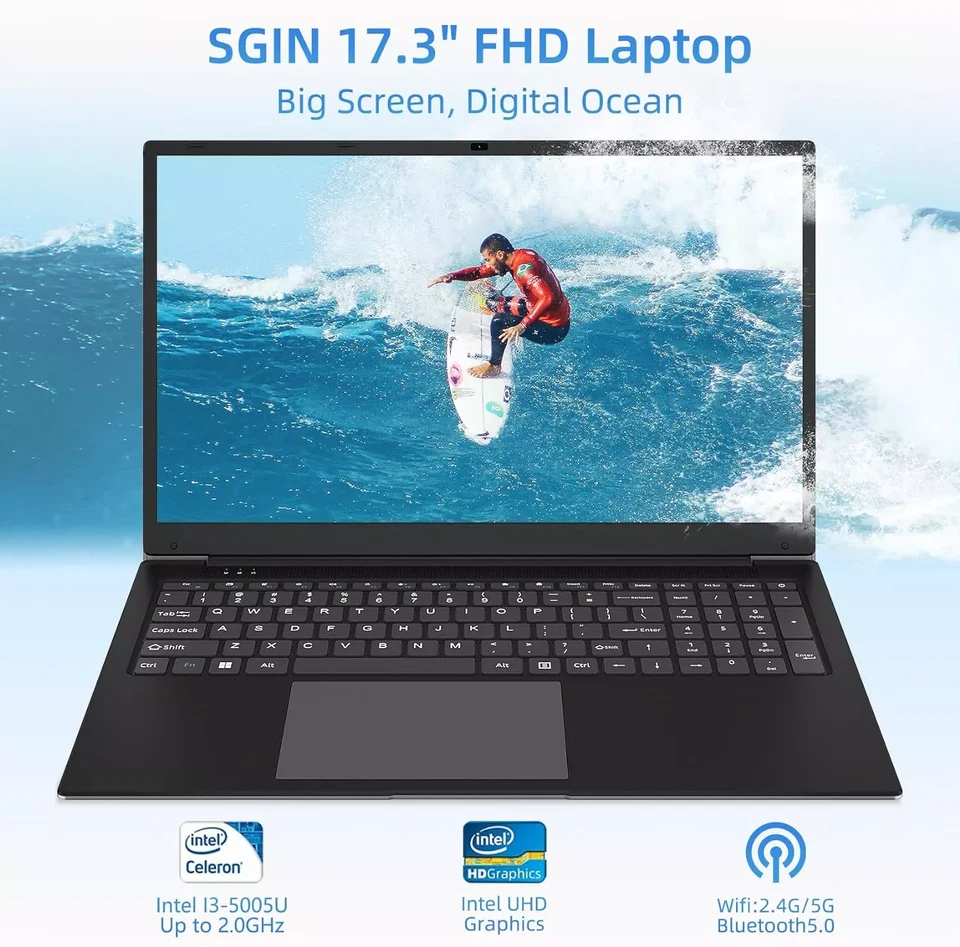 17,3 Zoll SGIN Büro Laptop Intel i3 Quad-Core 4GB+128GB Win11 HDMI IPS Screen - Bild 2 von 4
