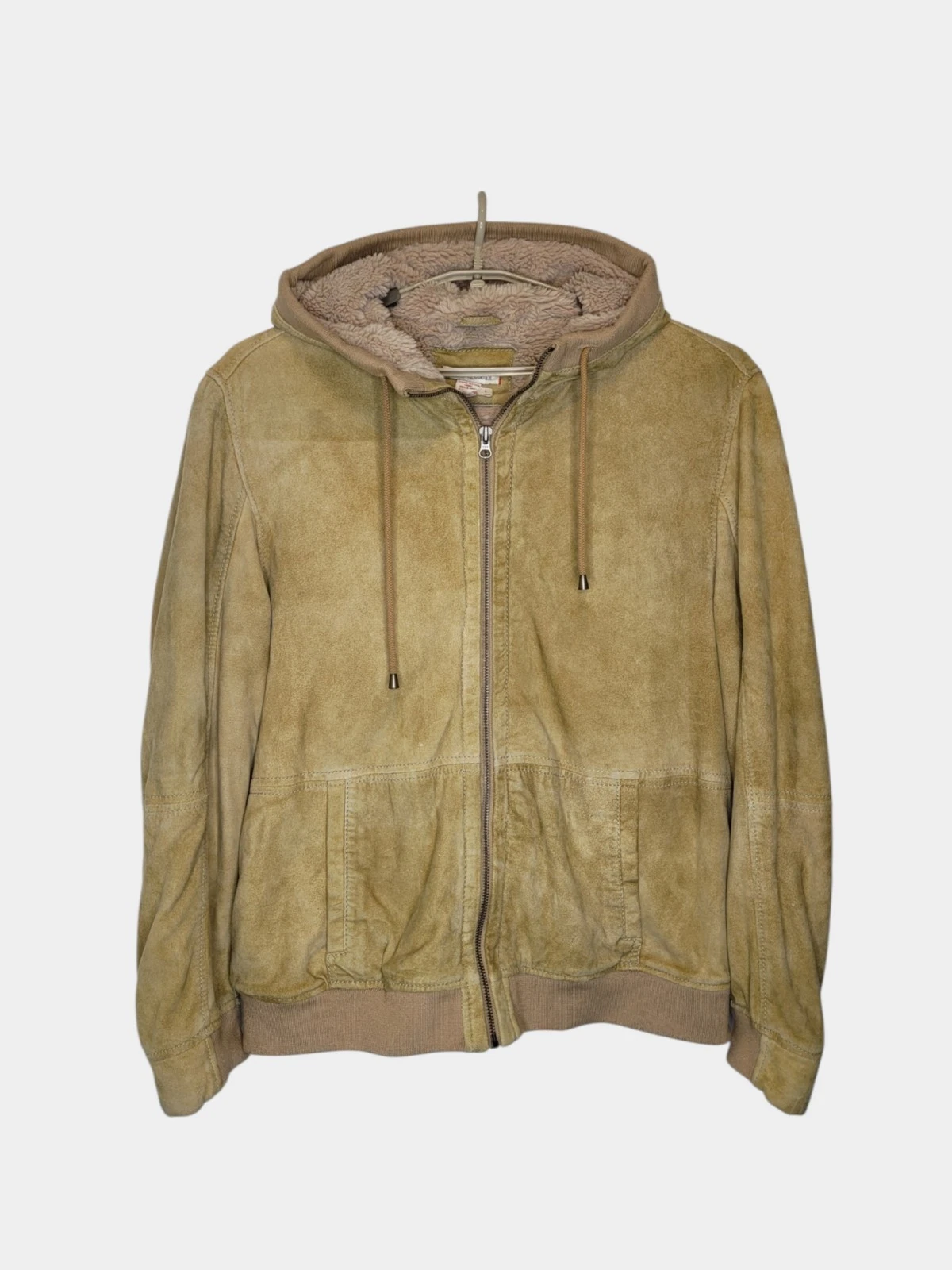 Carbon2Cobalt Spyglass Suede Hoodie Jacket L Wheat Brown Sherpa Lined image 2