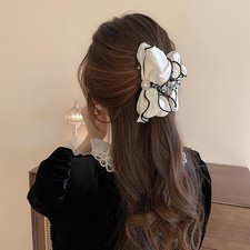 Bow Hair Claw Clip Satin Nonslip Large Knot Fabric Hairpin Acrylic Clamp
