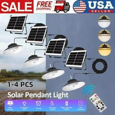 1-4PCS Solar Pendant Lights Out/Indoor Dusk to Dawn Garden Barn Yard Shed Lamp