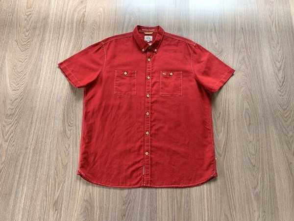 Men Camel Active Shirt Red Linen XL