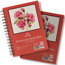 5.5 x 8.5 in Watercolor Sketchpad Mini Book - 2 Pack x 35 Sheets Each- Spiral...