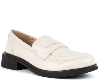 Santino Milano Damen Weiße Leder Loafer Elegant SAN602625117