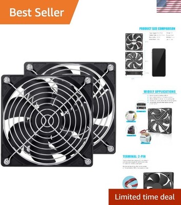 2-Pack 120mm Fan DC 12V Computer Fan 120mm x120mm x 25mm 2-Pin High Performan...