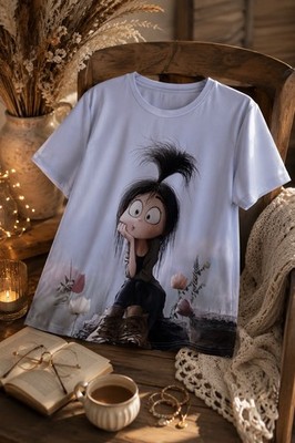 Damen T-Shirt XL mit Cartoon Motiv, weich fallend, neu