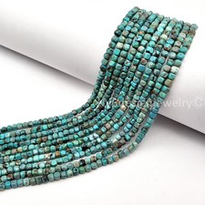 Natural Turquoise Cube Beads for Jewelry Making 16" Strand 