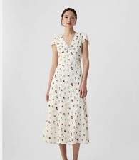 Gap × DÔEN Floral Midi Dress size 8 flutter sleeve floral doen