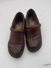 Boc Born Shoes Womens 7 M Clogs Brown Leather Slip On Round Toe Comfort Nursing