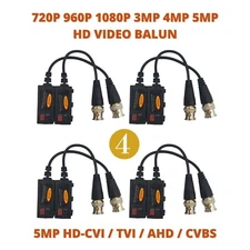 5MP AHD TVI CVI Analog Passive BNC Video Balun Transceiver Transmitter 4 Pairs