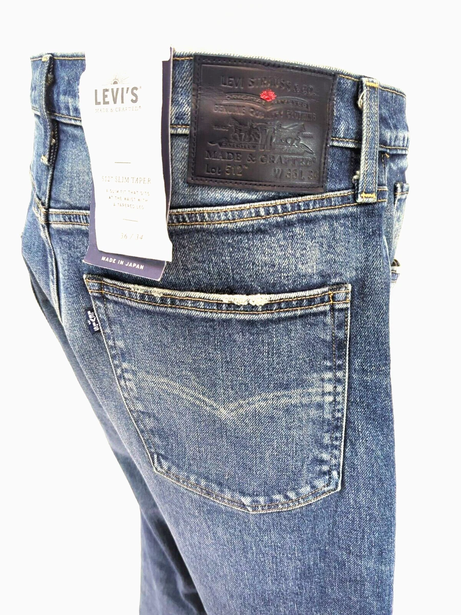 LEVI S Made Crafted 512 Slim Taper Jeans Rip Repair JAPAN Men s 36x34 NEW