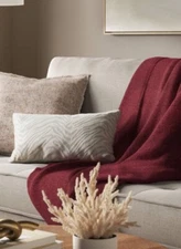 Marled Boucle Throw Blanket Burgundy - Threshold New 60" X 50"