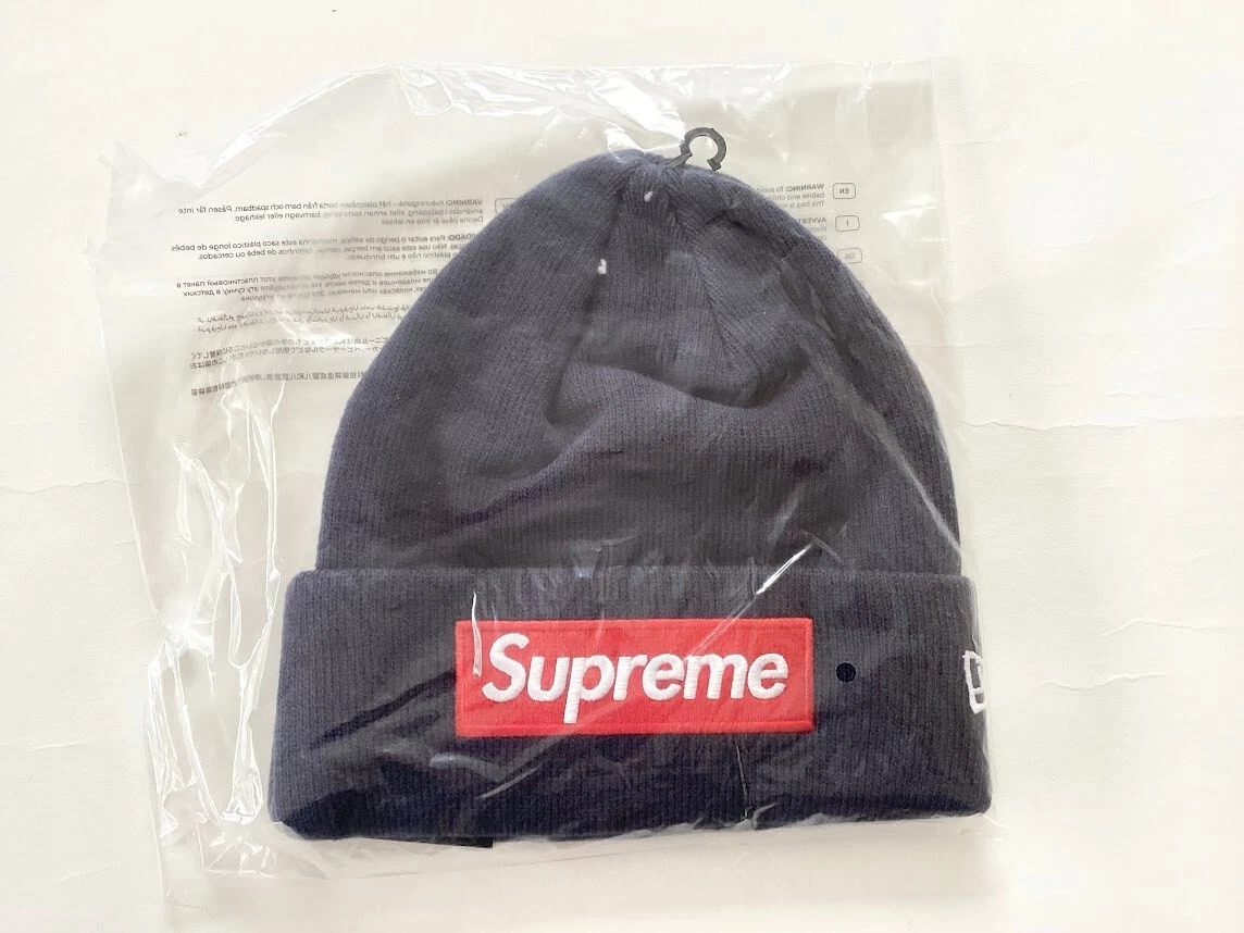 Bonnet Supreme New Era boîte logo 24FW bleu marine