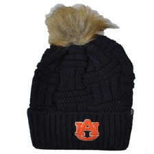 NCAA Zephyr Auburn Tigers Crochet Blue Navy Thick Pom Pom Cuffed Knit Beanie Hat