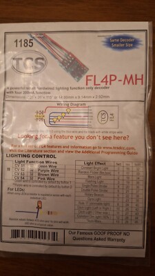 train control system TCS 1185 HO&N FL4P-MH DCC Decoder Funktionen