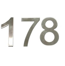 Stick-On House Numbers - No 178 - Stainless Steel - 10cm - Door, Fence, Gate