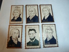 PIN'S  TIMBRES USA  /  PRESIDENTS USA  /  LOT DE 6   /  RARE