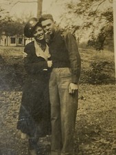 Antique Photo Lot Of 2 Photos Military Couple With Their Friends.
