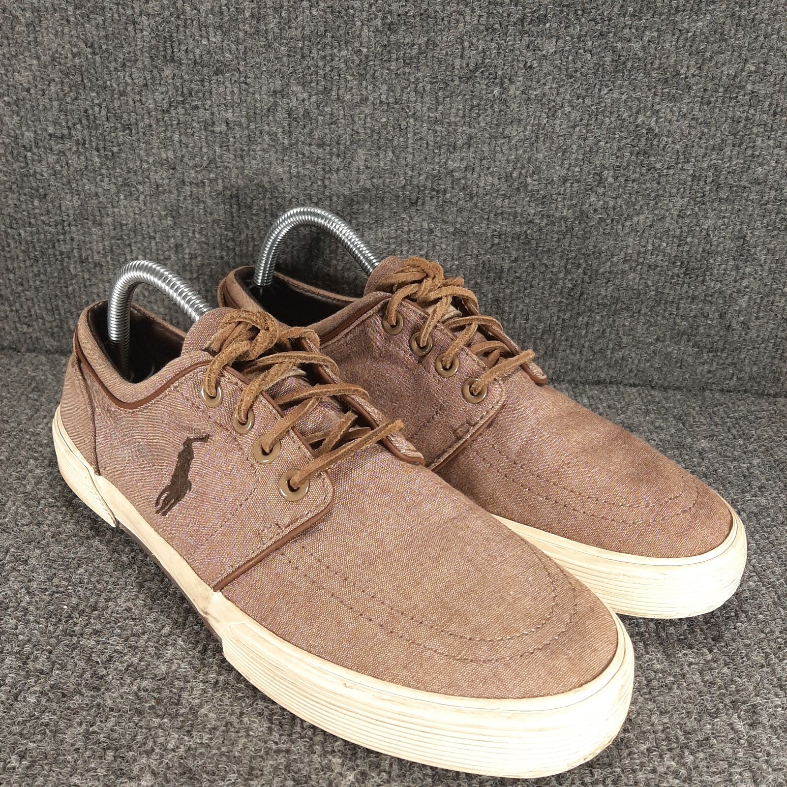 PONY Polo Ralph Lauren Faxon scarpe sneakers basse tela uomo 8 5 D marrone stringate