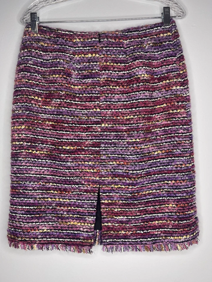 Falda lápiz con flecos mezcla de lana texturizada multicolor talla 6 de Dana Buchman para mujer Foto 2 de 4