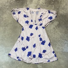 Free People Mealanie Dress 4 Womens Floral Mini Flutter Sleeve Light Pink